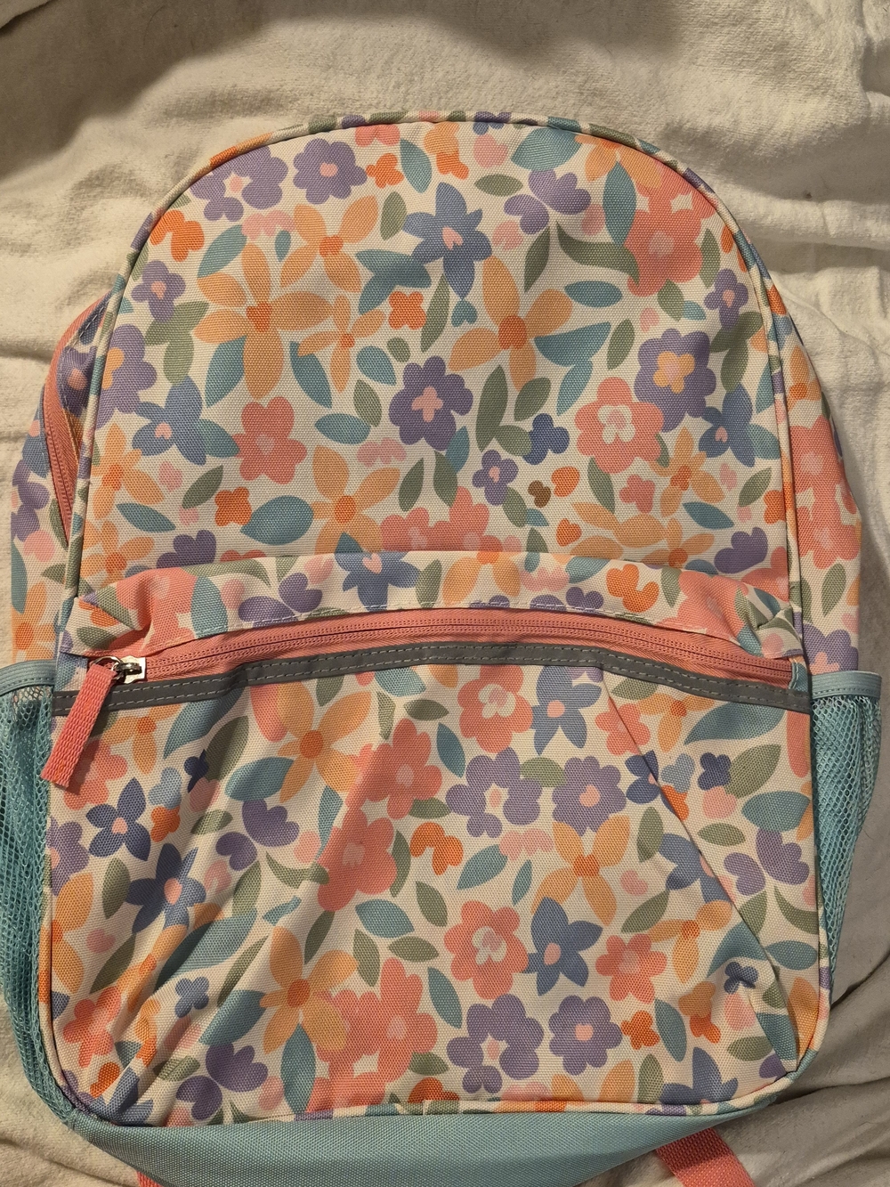 Kids Floral Print Backpack - Pink, Purple & Teal